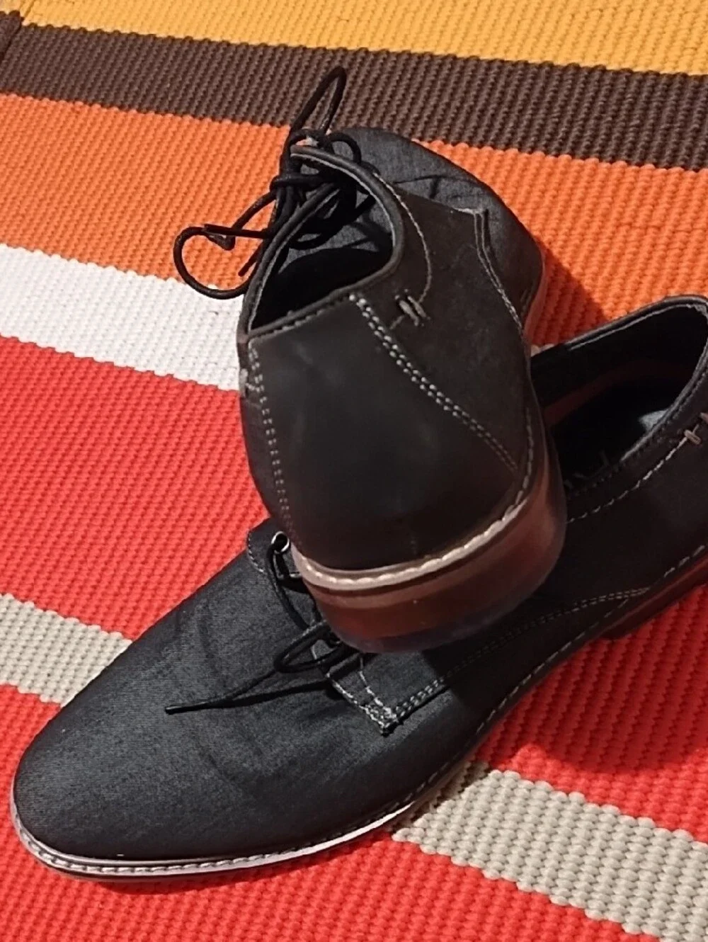 Men's Black Lace-Up Derby Shoes by Ashford Hayes Size 11M In VGC.